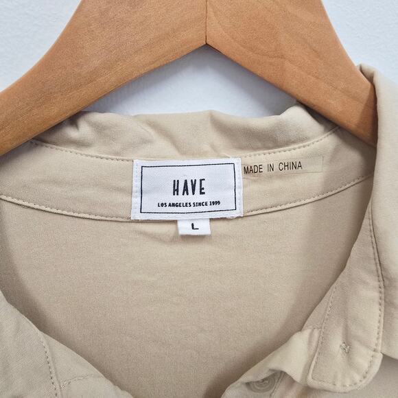 HAVE Los Angeles Beige Ruffle Front Ruched Bodycon Dress Sz L - Picture 7 of 8